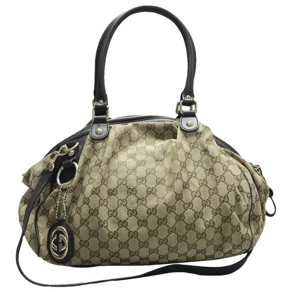 Gucci Handbags - GUCCI Sukey Brown Cloth Satchel 567-011925